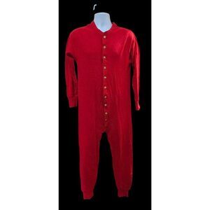 Vintage Duofold Red Union Suit With Buttons Wool/Nylon/Cotton Layers long johns